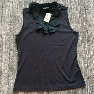 J.Mclaughlin Classic Ruffled Neck Sleeveless Top, NWT, size M